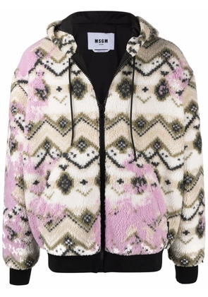 MSGM geometric print hooded jacket - White