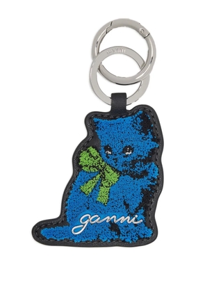 GANNI cat-shaped keyring - Blue