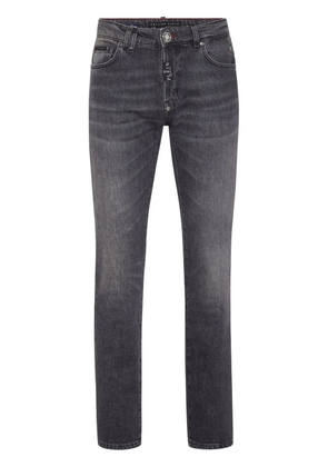 Philipp Plein logo-patch straight-leg jeans - Grey