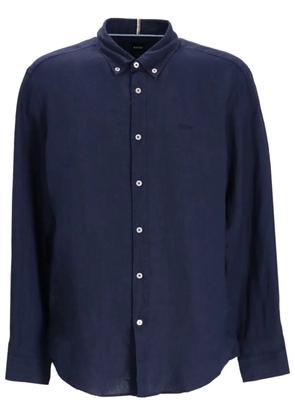 BOSS logo-embroidered shirt - Blue