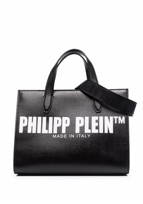 Philipp Plein logo-print leather tote bag - Black