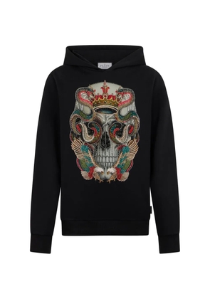 Philipp Plein rhinestones skull hoodie - Black