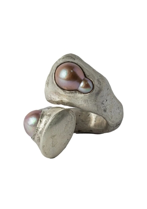 Parts of Four sterling silver Giant Twisted Druid baroque pearl ring