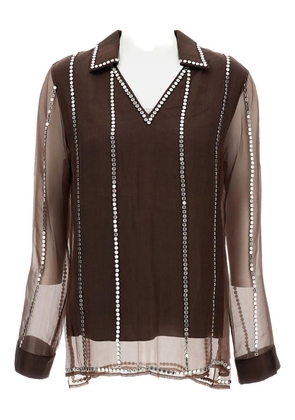 Wales Bonner v-neck stud-embellished blouse - Brown