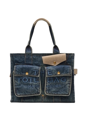 Marc Jacobs large The Denim suede-pocket tote bag - Blue