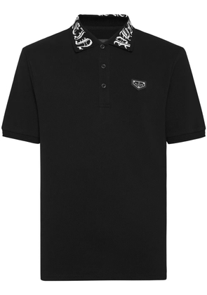 Philipp Plein gothic-print piqué polo shirt - Black