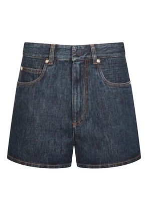 FENDI logo-patch denim shorts - Blue