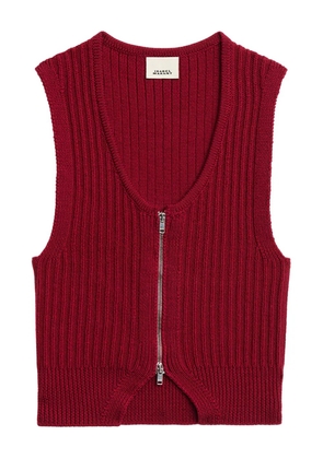 ISABEL MARANT Devima ribbed zip-front top - Red