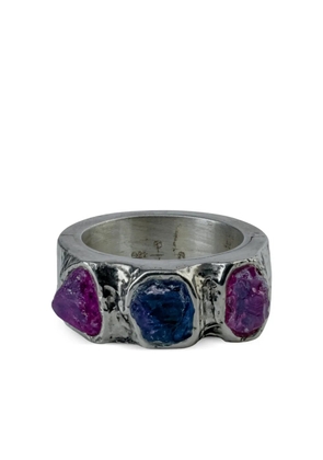 Parts of Four 10K white gold Sistema sapphire ring - Silver