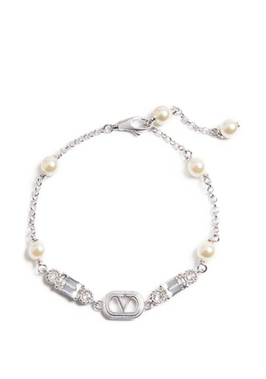 Valentino Garavani Ovalette pearl-embellished bracelet - Silver
