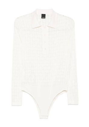 PINKO lace-panel polo bodysuit - White