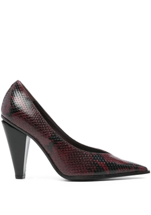 Roberto Festa snakeskin-print pointed-toe pumps - Red