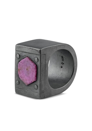 Parts of Four sterling silver Plate Ruby ring - Black