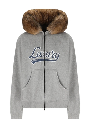 Balenciaga logo-print zip-up hoodie - Grey