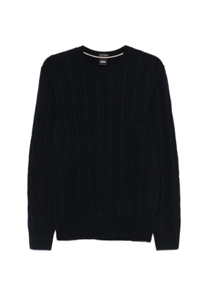 BOSS cable-knit V-neck sweater - Blue