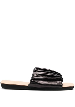 Jil Sander leather gathered-detail slides - Black