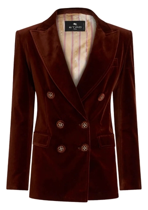 ETRO double-breasted velvet blazer - Brown