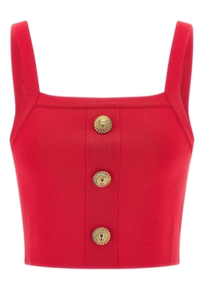 Balmain button-detail top - Red