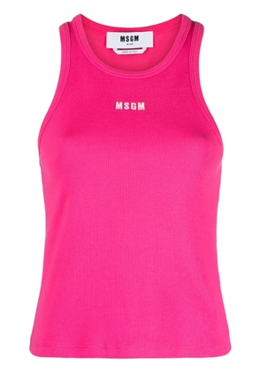 MSGM embroidered-logo ribbed tank top - Pink