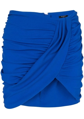 Balmain ruched mini skirt - Blue