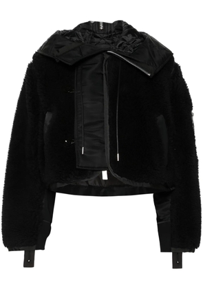 sacai fleece-texture jacket - Black