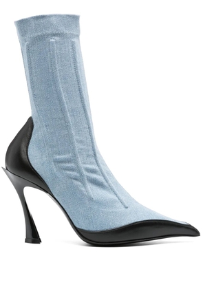 Mugler 95mm denim boots - Blue
