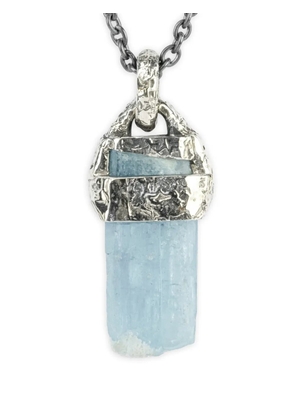 Parts of Four 10K white gold fused Talisman aquamarine necklace - Silver