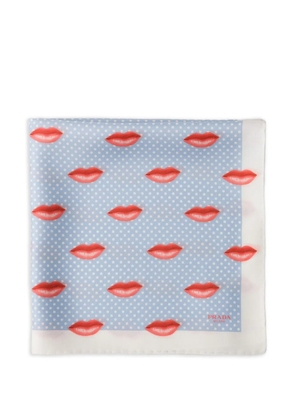 Prada printed silk twill scarf 55 x 55 cm - Blue