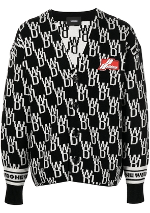 We11done monogram V-neck cardigan - Black
