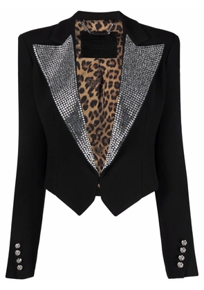 Philipp Plein crystal-embellished cropped blazer - Black
