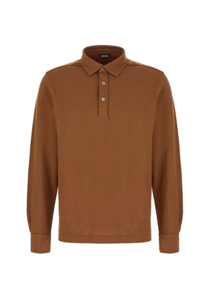 Zegna long-sleeve polo shirt - Brown