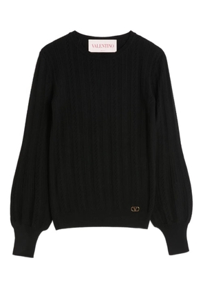 Valentino Garavani v-logo cable-knit jumper - Black