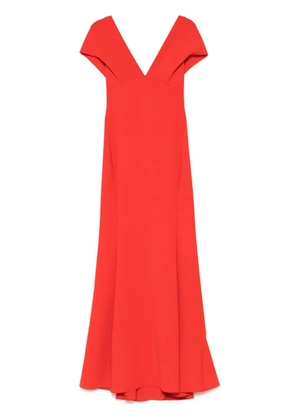 Amsale Italian stretch crepe V-neck gown dress - Orange