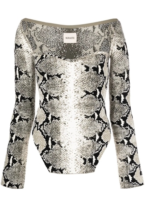 KHAITE Maddy snake-print top - Green