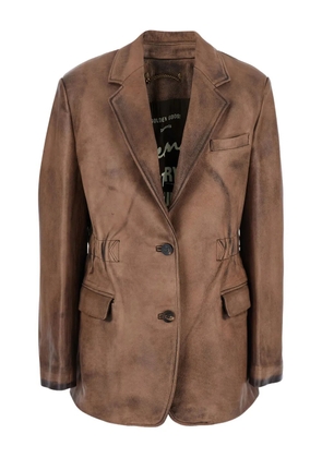 Golden Goose single-breasted leather jacket - Brown
