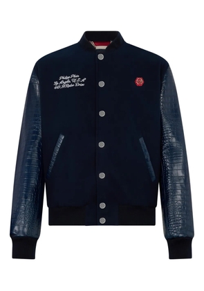 Philipp Plein logo-detail bomber jacket - Blue