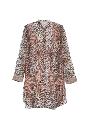 Pin Up Stars palm animal print shirt dress - Neutrals