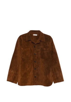 BODE patch pocket suede overshirt - Brown