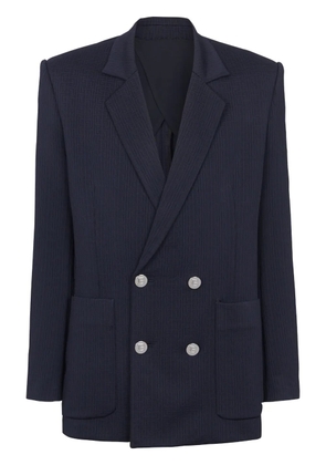 Balmain monogram-pattern double-breasted blazer - Blue