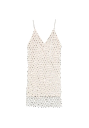 Maje beaded V-neck mini dress - Neutrals