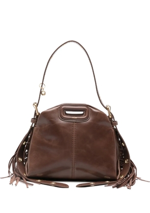 Maje fringed leather tote bag - Brown