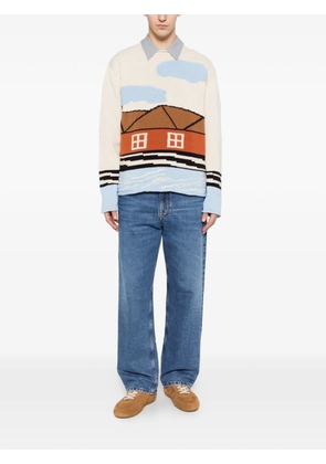 NN07 Mikkel house-graphic crew-neck sweater - Neutrals