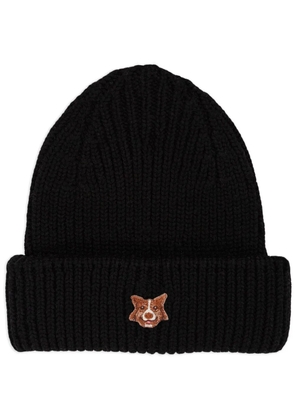 PELO FOUNDATION dog-appliqué beanie - Black