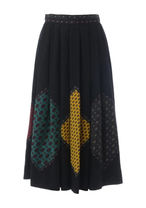 Souleiado patterned-panel midi skirt - Black
