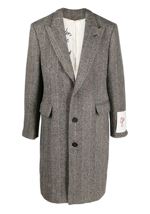Golden Goose logo-patch single-breasted coat - Grey