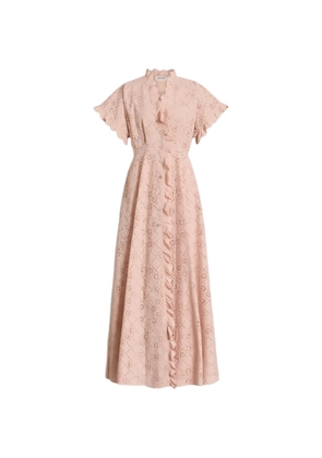 Alberta Ferretti ruffled openwork dress - Pink