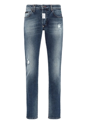 Philipp Plein logo-patch straight-leg jeans - Blue