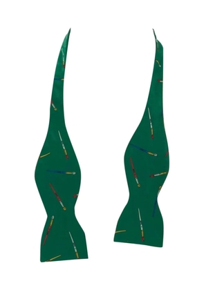 Vintage 1980 silk bow tie - Green