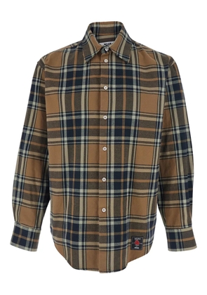 MSGM logo-patch check-pattern shirt - Brown