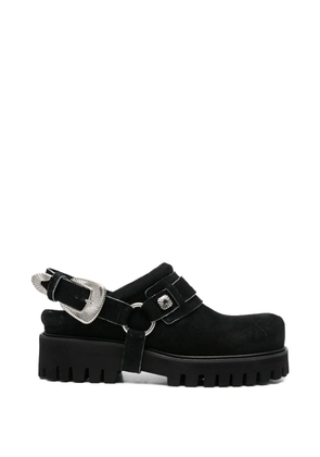 Toga Virilis buckle strap leather mules - Black